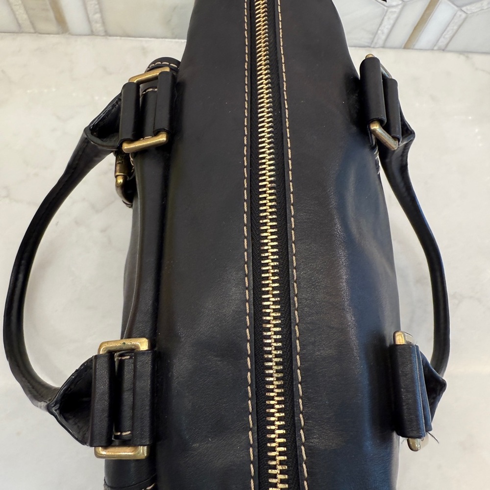 Vintage Y2K Michael Kors satchel black leather gold hardware early 2000s buckles - Picture 6 of 10